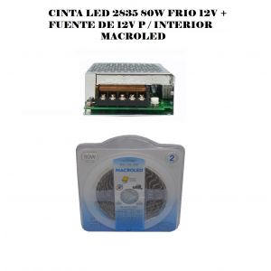 CINTA LED 2835 80W FRIO 12V + FUENTE DE 12V P / INTERIOR MACROLED - Vista 1