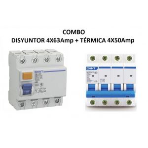 COMBO DISYUNTOR TETRAPOLAR 4X63 + TéRMICA TRIFASICO INDUSTRIAL 4X50 - Vista 1