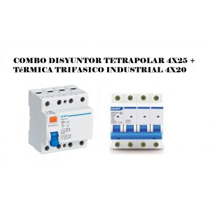 COMBO DISYUNTOR TETRAPOLAR 4X25 + TéRMICA TRIFASICO INDUSTRIAL 4X20A - Vista 1