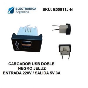 CARGADOR USB JELUZ 5V 3 AMPER DOBLE NEGRO - Vista 1