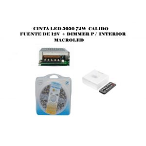 CINTA LED 5050 72W CALIDO 12V + FUENTE DE 12V + DIMMER P / INTERIOR MACROLED - Vista 1