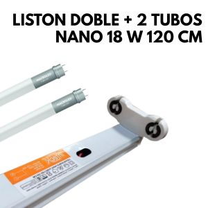 LISTON DOBLE + 2 TUBOS NANO 18 W 120 CM NEUTRO - Vista 1