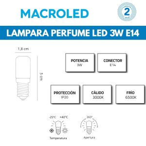 LAMPARA PERFUME LED 3W E14 MACROLED - Vista 4