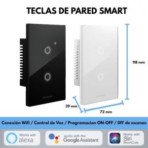LLAVE LUZ PARED INTERRUPTOR WIFI TOUCH SMART 2 CANALES MACROLED - Vista 4