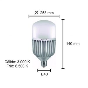 LAMPARA GALPONERA LED 90W E40 PVC MACROLED - Vista 4