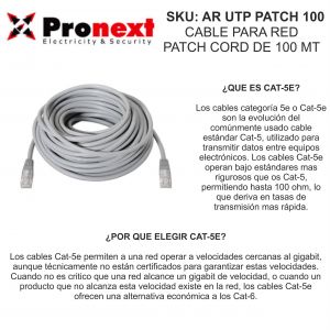 CABLE PARA RED PATCH CORD DE 100 METROS PRONEXT - Vista 2
