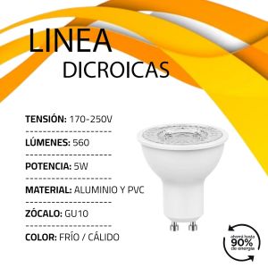 LAMPARA LED DICROICA 5W GU10 CANDELA - Vista 6