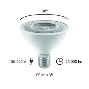 LAMPARA PAR 30 LED 11W E27 DE PVC MACROLED - Vista 5