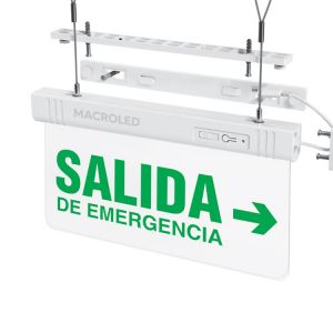 CARTEL DE SALIDA DE EMERGENCIA FLECHA A LA DERECHA LUMINOSO MACROLED - Vista 1