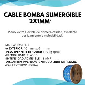 CABLE BOMBA SUMERGIBLE 2X1 MM X METRO CONDUELEC - Vista 2