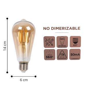 LAMPARA LED TUBULAR FILAMENTO 6W CANDELA - Vista 4
