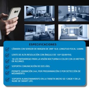 CAMARA DE SEGURIDAD IP SMART CON VISIÓN NOCTURNA HD RESOLUCION 2MP EXTERIOR PRONEXT - Vista 3