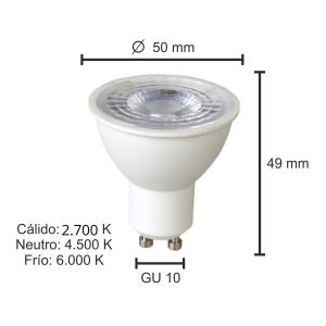 LAMPARA DICROICA LED 7W GU10 DE PVC DIMERIZABLE MACROLED - Vista 7