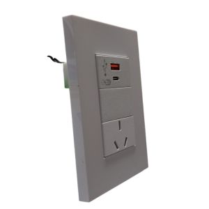 LLAVE TOMA 10A Y USB A/ USB CCARGA RAPIDA JELUZ PLATINUM BLANCO - Vista 2