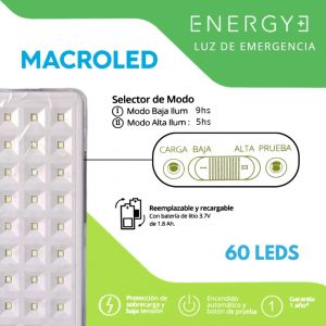 LUZ DE EMERGENCIA 60 LED AUTONOMA MACROLED - Vista 3