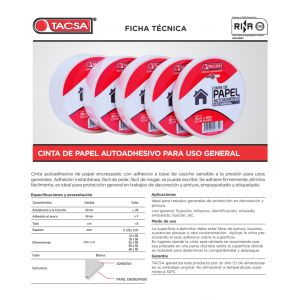 CINTA DE ENMASCARAR PAPEL 24 MM X 50 METROS TACSA - Vista 2