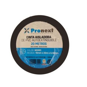 CINTA AISLADORA 20 MTS NEGRA 0.13MM*19MM PRONEXT