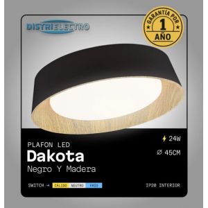 PLAFON LED ACERO NEGRO/MADERA 24W DAKOTA DISEÑO MODERNO - Vista 3