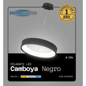 LAMPARA COLGANTE LED ACERO NEGRO 28W CAMBOYA DISEÑO MODERNO - Vista 3