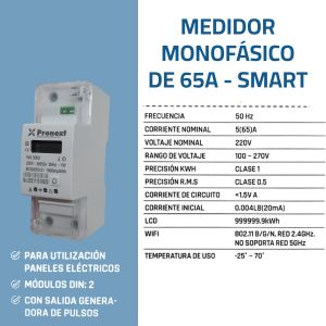 MEDIDOR MONOFASICO DE 65A - SMART PRONEXT - Vista 2