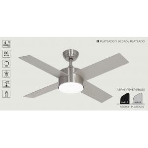 VENTILADOR DE TECHO PLATEADO Y NEGRO 441C CON LUZ 44” MOTOR DE ALTA EFICIENCIA LEUK - Vista 1