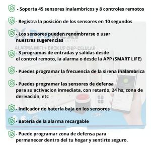 KIT 3 ALARMA 3000 INALAMBRICA WIFI + FREE APP CELULAR + GOOGLE HOME - Vista 8