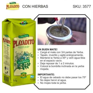PAQUETE YERBA PLAYADITO C/HIERBAS 500 GR - Vista 3