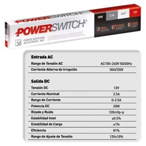 FUENTE LED SWITCHING 12V 2.5A 30W IP67 POWER SWITCH - Vista 4