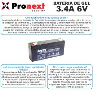 BATERIA DE GEL DE 6V 3.4 AH PRESS - Vista 2