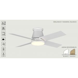 VENTILADOR DE TECHO BLANCO Y MADERA 411A CON LUZ 42” MOTOR DE ALTA EFICIENCIA LEUK - Vista 1