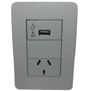 LLAVE TOMA 10A Y USB SIMPLE 2 AMP JELUZ MITO BL/BL