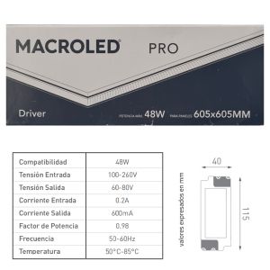DRIVER PARA PANEL 48W 60X60 O 120X30 MACROLED - Vista 2