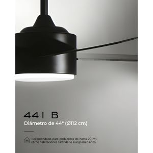 VENTILADOR DE TECHO NEGRO 441B CON LUZ 44” MOTOR DE ALTA EFICIENCIA LEUK