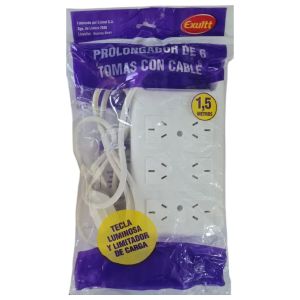 PROLONGADOR ZAPATILLA 6 TOMAS C/CABLE 1.5 MTS EXULTT - Vista 6
