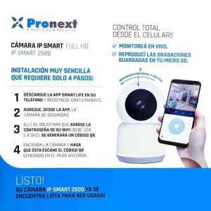 CAMARA DE SEGURIDAD IP SMART CON MOVIMIENTO Y MICROFONO 2MP FHD COLOR BLANCO PRONEXT - Vista 6
