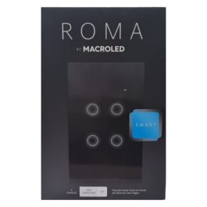 LLAVE LUZ PARED INTERRUPTOR WIFI TOUCH SMART 4 CANAL C/ CAPACITOR 7A MACROLED ROMA - Vista 12