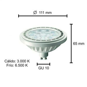 LAMPARA AR111 LED 15W 30º GU10 DIMERIZABLE ALUMINIO MACROLED - Vista 4