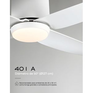 VENTILADOR DE TECHO BLANCO 401A CON LUZ 50” MOTOR DE ALTA EFICIENCIA LEUK