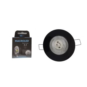 SPOT REDONDO BASTIDOR NEGRO + ZOCALO + DICRO NEGRA LED 7W FRIA