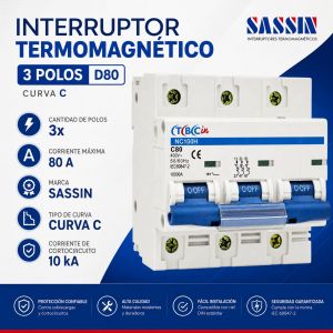 LLAVE TERMICA TRIPOLAR 3X80A TBCIN (3SB1-100) - Vista 1