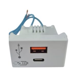 CARGADOR USB JELUZ VERONA DOBLE CONECTOR USB "C" + USB "A" 5V 3A (CARGA RAPIDA) BLANCO - Vista 1