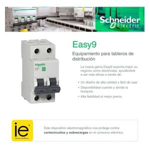 INTERRUPTOR TERMOMAGNETICO 2X20 SCHNEIDER - 4.5KA CURVA C E9 - Vista 1