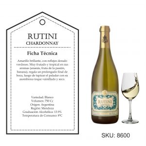 VINO RUTINI CHARDONNAY BLANCO 750 CC X 6 BOTELLAS - Vista 2