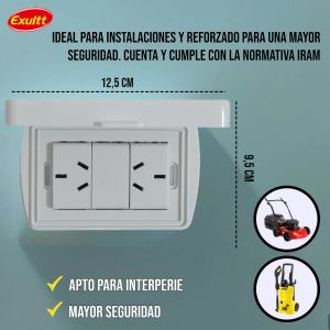 TAPA CAPSULADA EXTERIOR RIGIDA + 2 TOMA 10A EXULTT URBANA - Vista 3