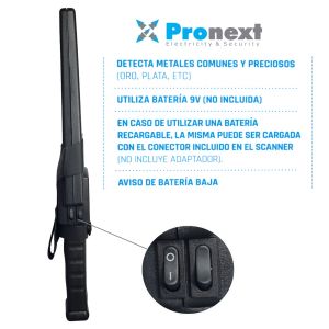DETECTOR METALES PRONEXT TS ME300 SEGURIDAD MANO PORTATIL NEGRO - Vista 2