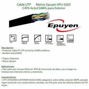 CABLE UTP CAT 6 EPUYEN EXTERIOR X 305 MTS - Vista 3