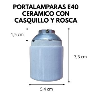 PORTALAMPARAS E40 CERAMICO CON ROSCA - Vista 3