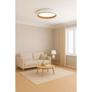 PLAFON LED ACERO BLANCO/MADERA 45W LUKA DISEÑO MODERNO - Vista 2