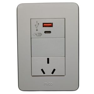 LLAVE TOMA 10A Y USB A / USB C CARGA RAPIDA JELUZ MITO BL/NG