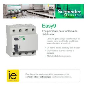 DISYUNTOR DIFERENCIAL TETRAPOLAR 4X63A 30MA E9 SCHNEIDER - Vista 1